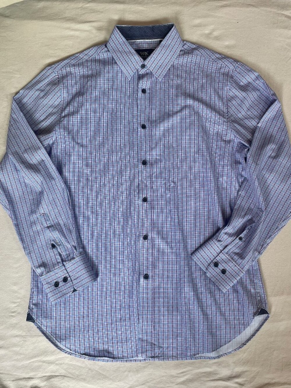 WRK Light Blue and Purple Checked Dress Shirt 16.5